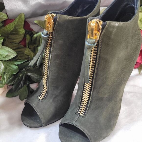 Giuseppe Zanotti Olive Green Peep Toe Front Zip Boots  Passione - Picture 9 of 13